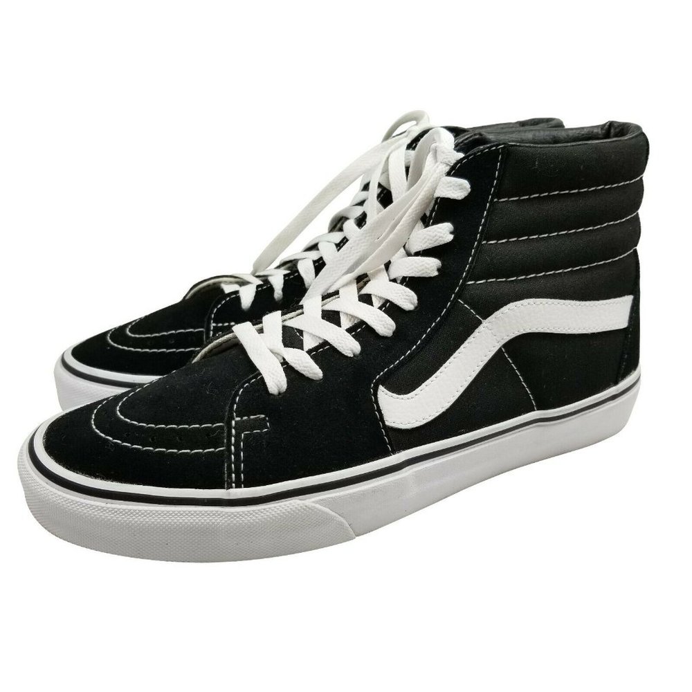 Vans Sk8 Hi Women Sz 10.5 Men 9 Suede Canvas Black
